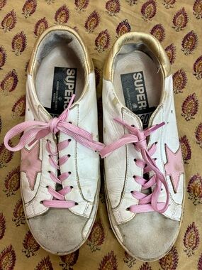 Golden Goose Pink and White Sneakers